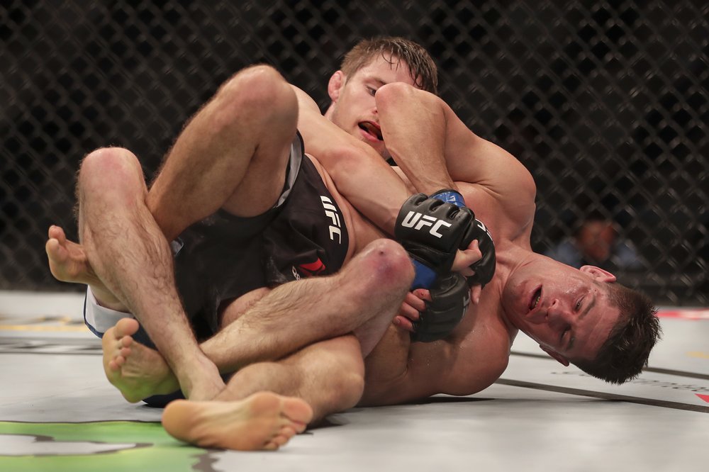 Charles Rosa, right, battles Bryce Mitchell during a UFC 249