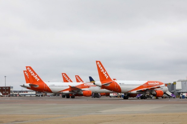 easyJet aircrafts are parked