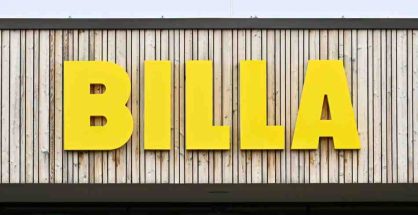 A Billa supermarket storefront in Vienna as the company transitions from home delivery to Click and Collect services in 2026.
