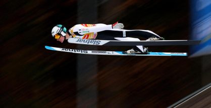 Domen Prevc jumps at Bischofshofen during the Four Hills Tournament finale
