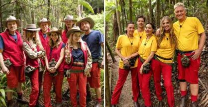 Cast members of Dschungelcamp 2026 including Gil Ofarim and Claudia Obert.