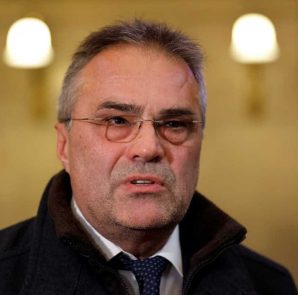 Former intelligence officer Egisto Ott appearing at the Vienna Regional Criminal Court on espionage charges.