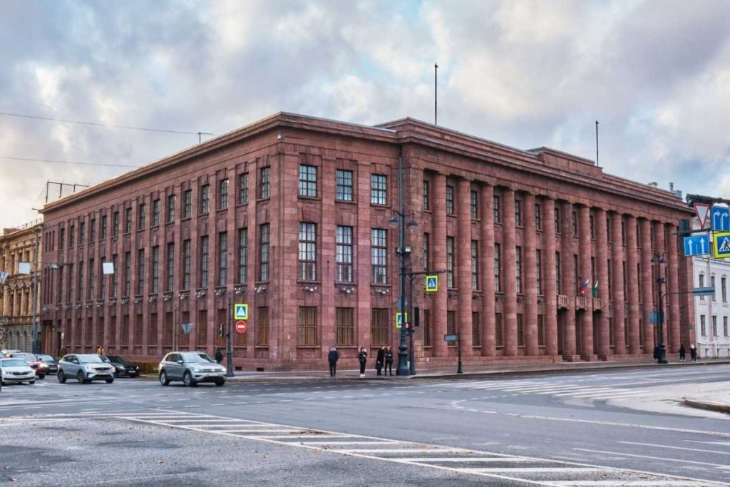 Exterior of the German Consulate General on St. Isaac's Square in St. Petersburg, Russia.