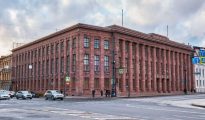 Exterior of the German Consulate General on St. Isaac's Square in St. Petersburg, Russia.