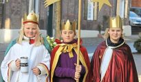 Children dressed as the Three Kings during the Sternsinger Epiphany tradition in front of St. Stephen’s Cathedral in Vienna