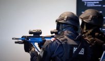 Vienna WEGA special units at the scene of an arrest in the Innere Stadt district.