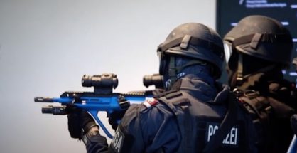 Vienna WEGA special units at the scene of an arrest in the Innere Stadt district.