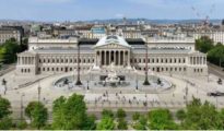 Exterior view of the Austrian Parliament building in Vienna where political debates take place.