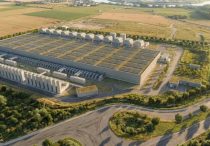 Modern technology data center exterior representing Google's multi-billion-euro project in Kronstorf, Upper Austria.