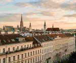 Historic Viennese residential street and cityscape showcasing living standards in Austria.