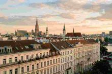 Historic Viennese residential street and cityscape showcasing living standards in Austria.